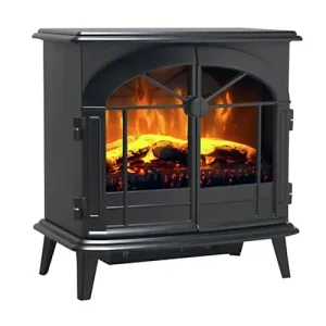 Dimplex Leckford Optiflame Electric Stove, Large Black Freestanding Electric Fire with LED Flame Effect, 2kW Adjustable Heater, Ar